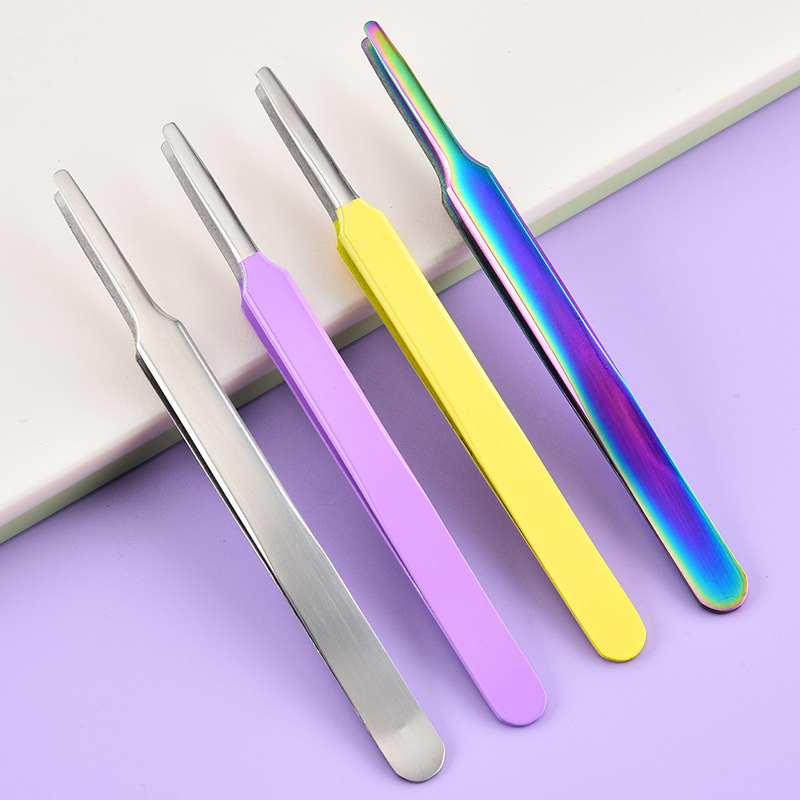 Titanium Stainless Steel Straight Blunt Tip Beauty Makeup Lash Isolation Extension Tweezers