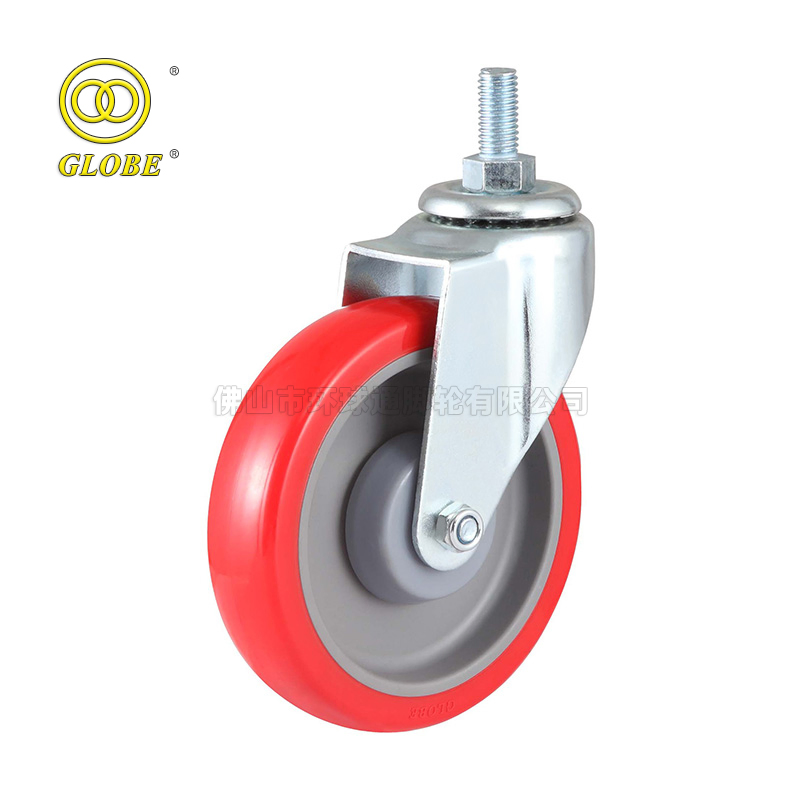 Swivel Shopping Wheel Caster PU Caster Wheel with Threaded Stem Bolt Hole