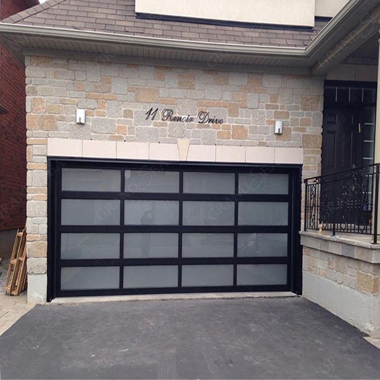 Custom Electrical Shutter Doors Villa Exterior Aluminum Garage Doors Tempered Glass Garage Doors
