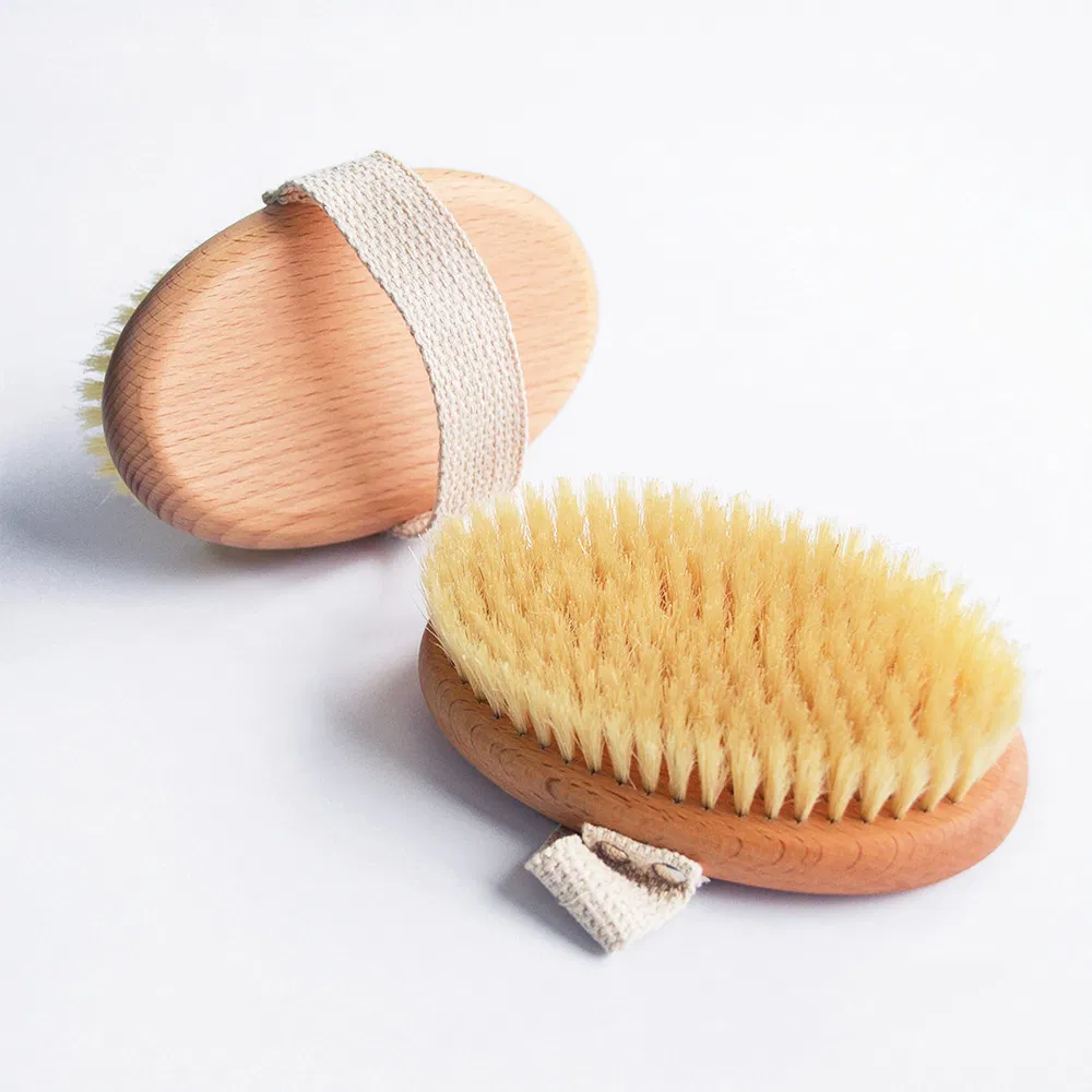 Natural Bristle Dry Wet Wooden Body Clean Pet Scrubber Custom Bamboo Bath Shower Nylon Brush