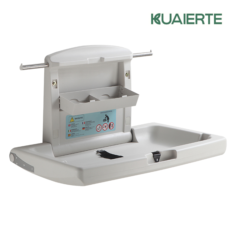 Antibacterial Washroom Folded Plastic Baby Changing Table Infant Bebe Diaper Changing Station with Adjustable Seat Belts