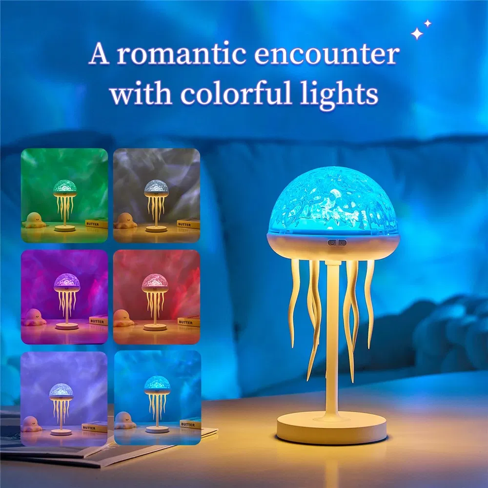 Good Quality Jellyfish Shape Dimmable Night Light Wave Pattern Projector Atmosphere Lamp with Remote for Bedroom