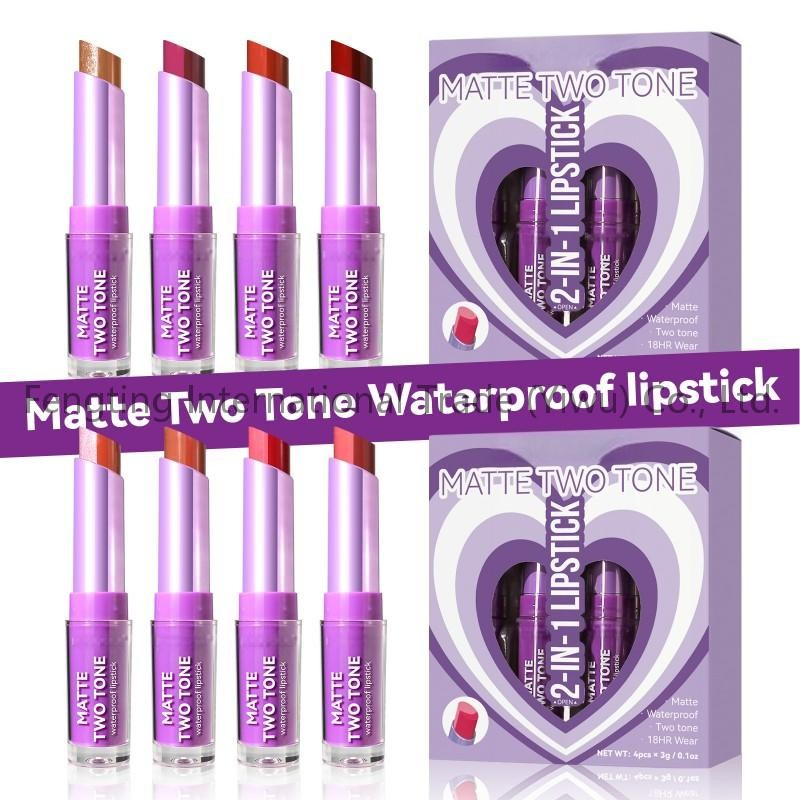 Beauty Makeup Long Lasting Matte Lipstick Double-Color Lipstick Set Glitter Matte Moisturizing Not Easy to Touch The Cup Lip Stick Set