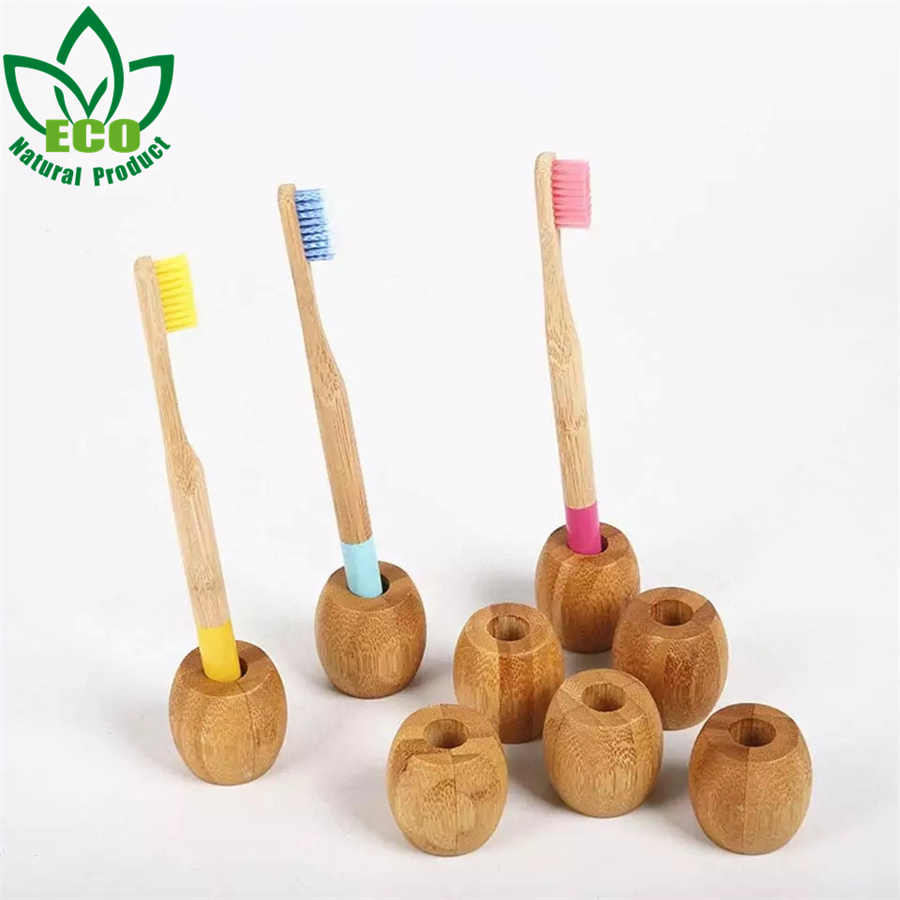 Eco Friendly Natural Bamboo Toothbrush Holder Empty Single Toothbrush Stand for Bathroom Vanity Countertop Custom Logo