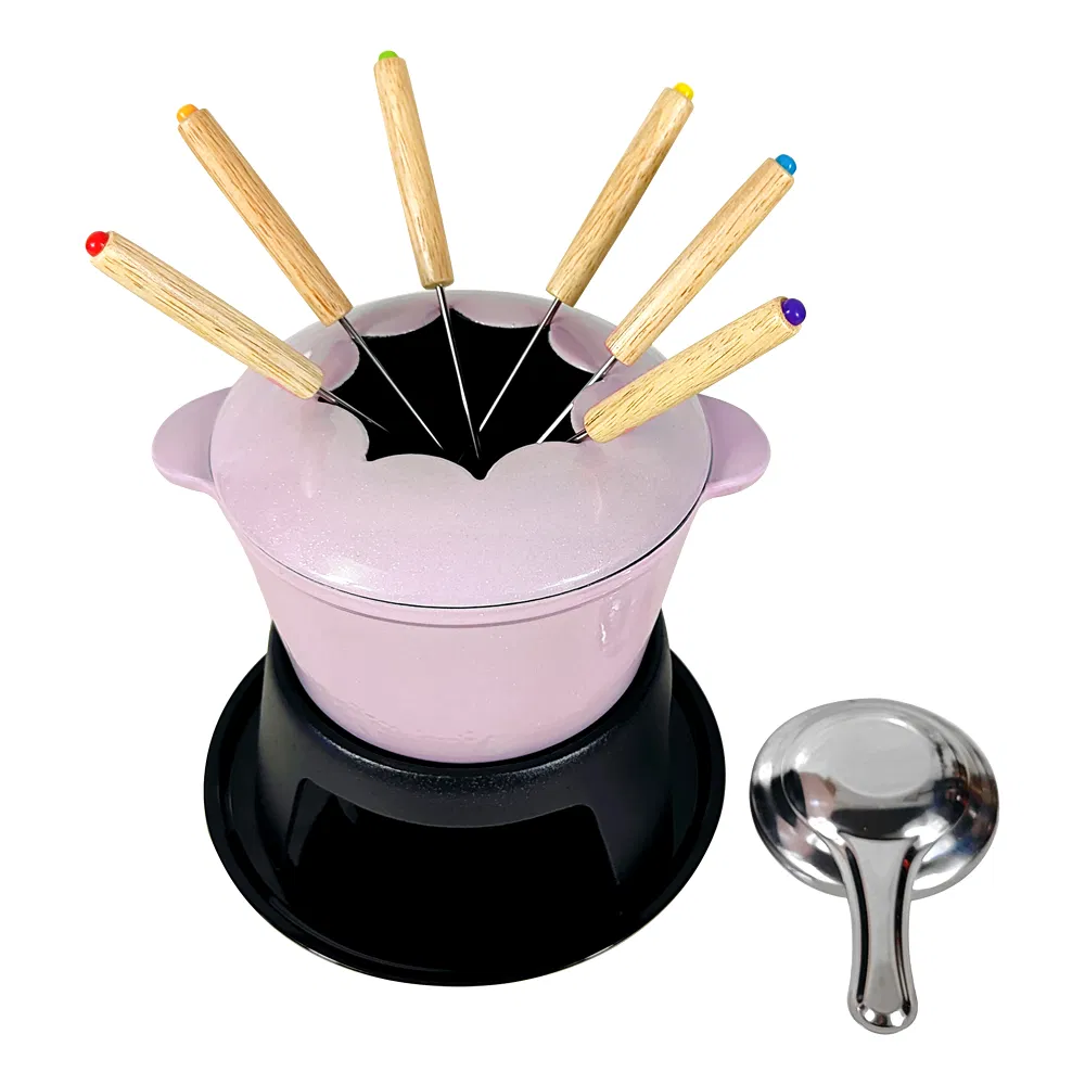 17cm Cast Iron Cheese Fondue Set - Ideal for European Gatherings