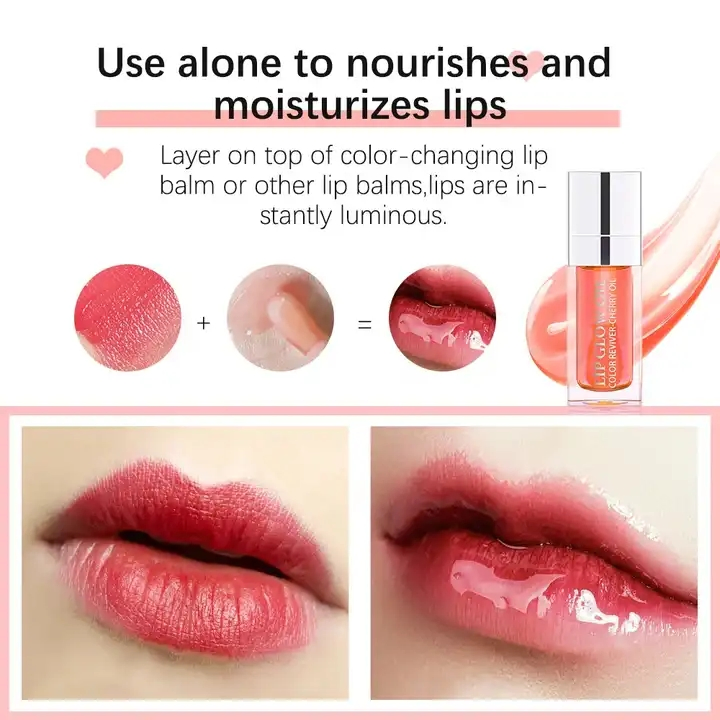 Custom Logo Crystal Jelly Moisturizing Lip Gloss Makeup Sexy Plump Lip Glow Oil