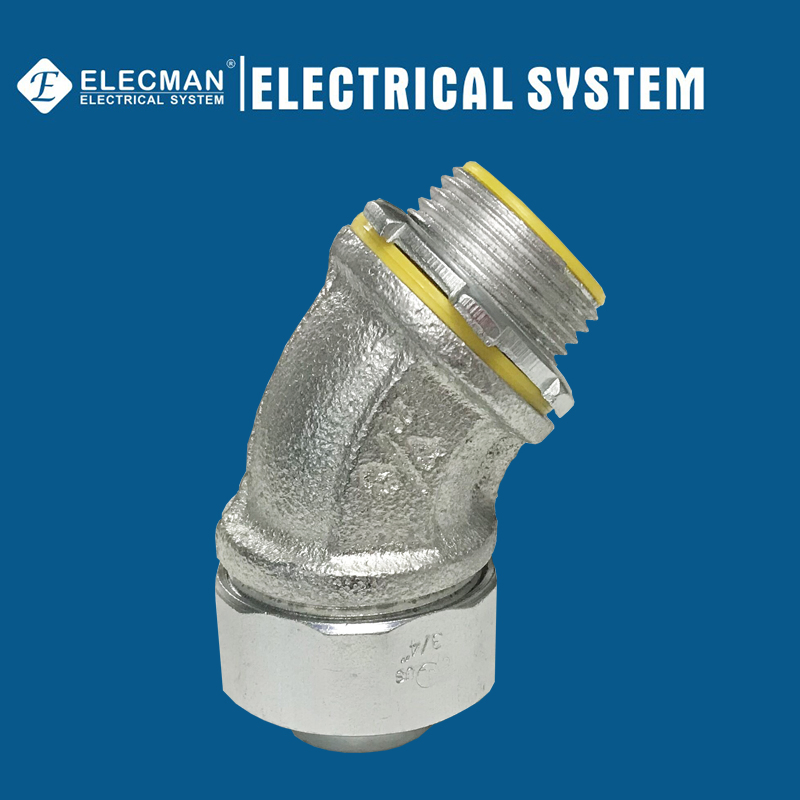 UL Certicificate Malleable Iron Liquid Tight Connector 45° Angle Type