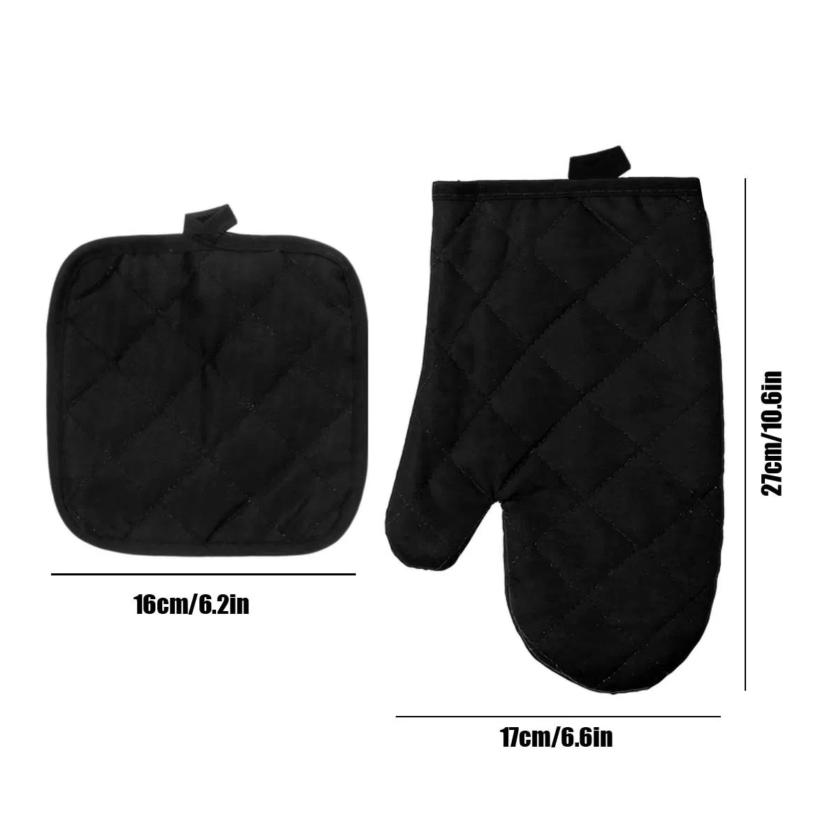 Heat Insulation Pad, High-Temperature Resistant Pure Black Pot Pad, Desktop Protection Pad Set, Heat Insulation Gloves
