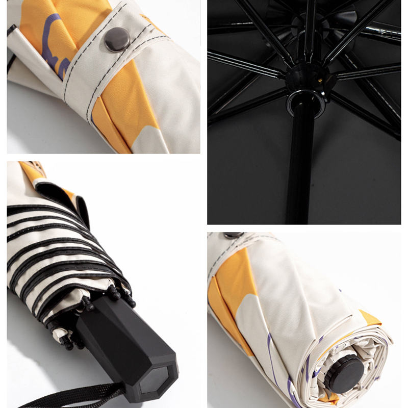 Складной зонт с принтом, металлическая рама, защита от УФ