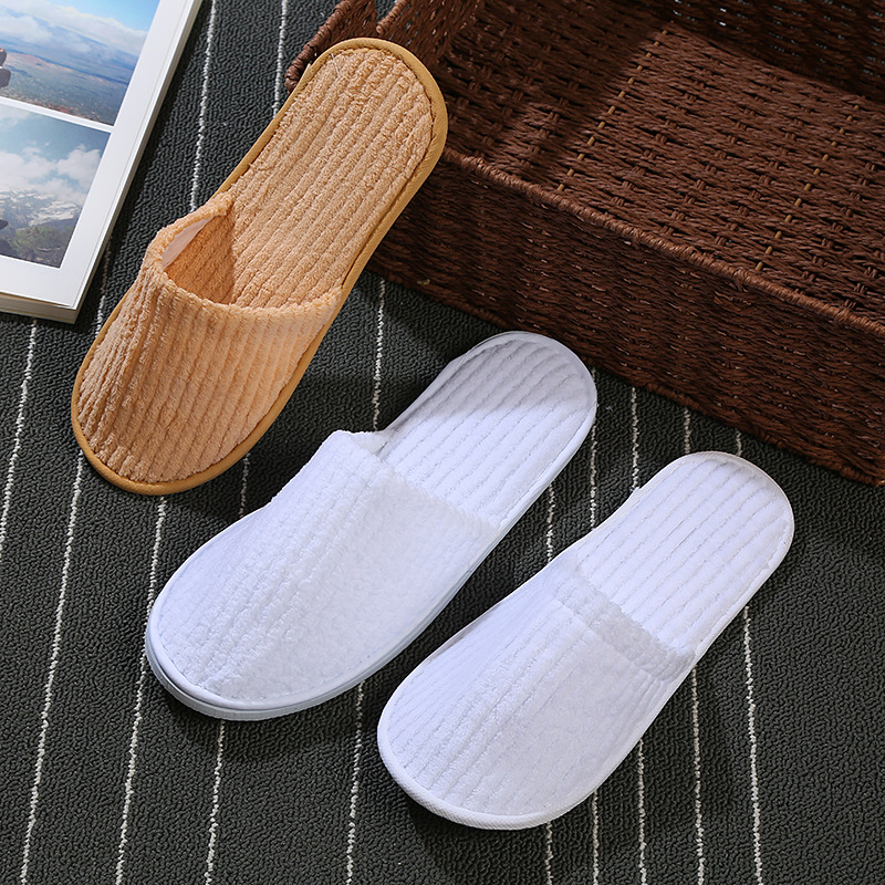 Disposable Thicken Custom Printed Logo 5 Star Hotel Indoor Guest Slippers