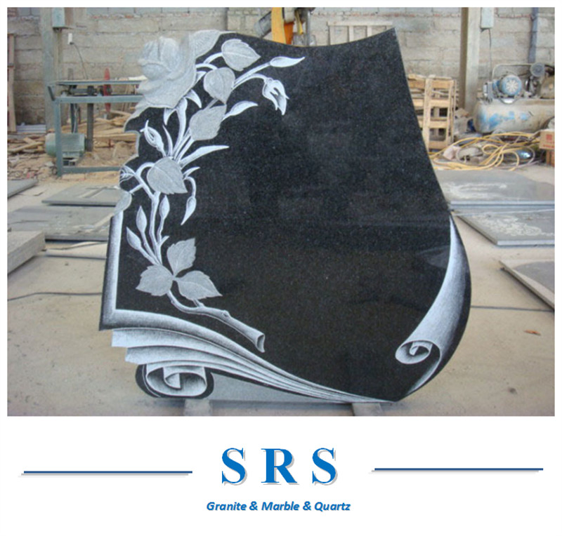 Black Marble Granite Heart Shaped Monument