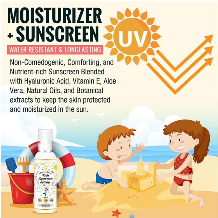 OEM Mineral Based Water Resistant Kids Sunscreen Spray SPF 50