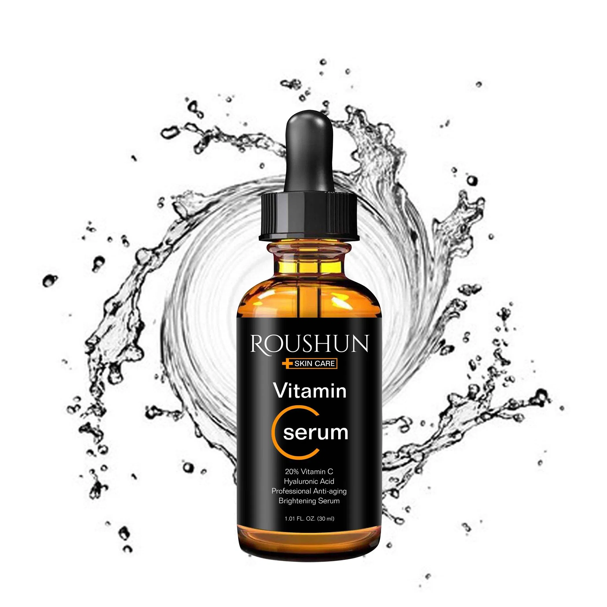 Roushun 20% Vitamin C & Hyaluronic Acid Face Serum - Professional Anti-Aging Brightening Serum for Dull Skin, Radiant Glow Boost