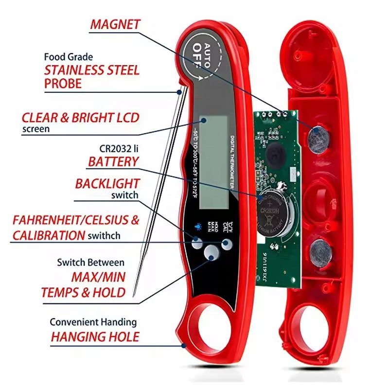 Waterproof Folding Digital Instant Read BBQ Cooking Grilling Meat Thermometer for Food