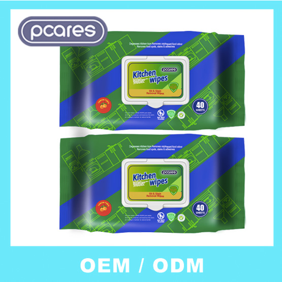 OEM Ultra Size Anti-Bacterial BBQ Oil Removal Wet Wipes Household Kitchen Cleaning Surface Wet Wipes for Factory Supplier