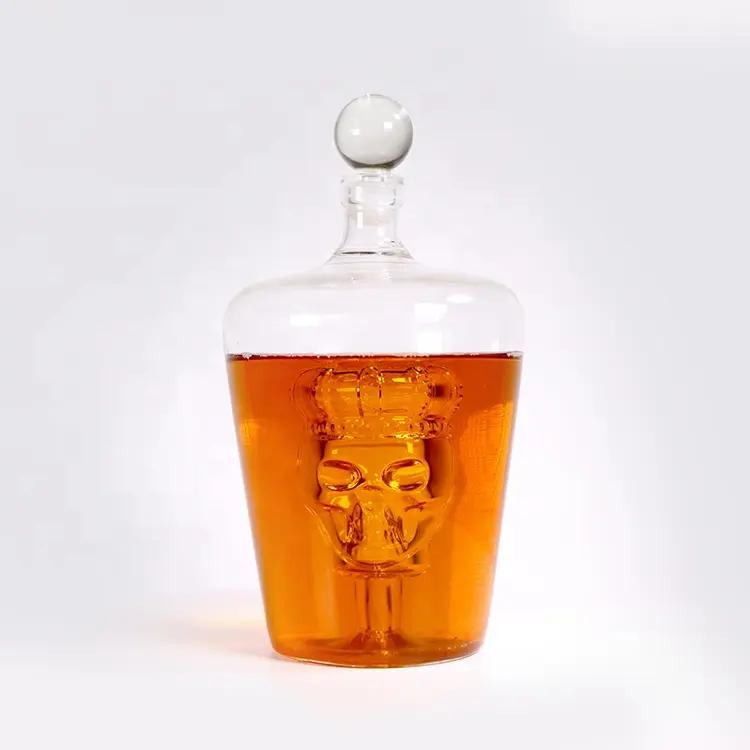 Vodka Whiskey Wine Drinking Glass Bottle Decanter Skull Shaped Wine Bottle