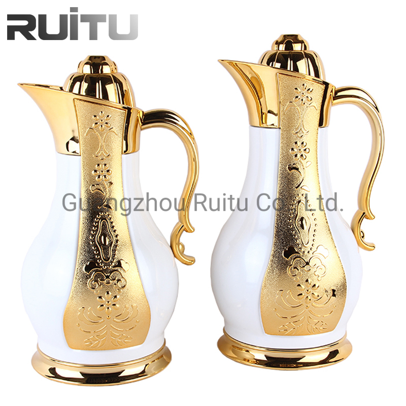 Arabic Thermos Coffee Milk Vacuum Flask Jug Dallah Gold White Glass Insert Turkish Tea Coffee Pot