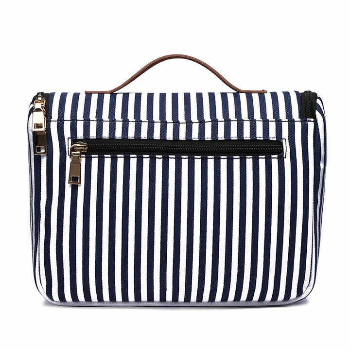 Customized Stripe Hand Canvas Waterproof Hanging Make up Organizer Bag