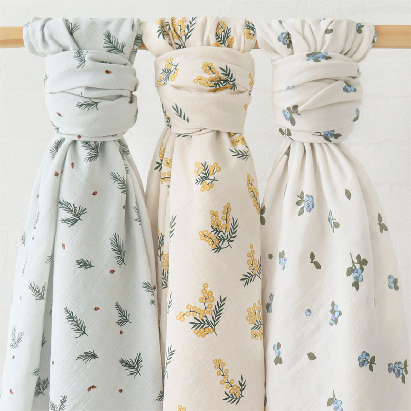 Baby Muslin Swaddle Blankets Custom Print Baby Bamboo Muslin Wrap Infant Swaddle Blanket 100% Cotton Baby Swaddle Muslin Swaddle