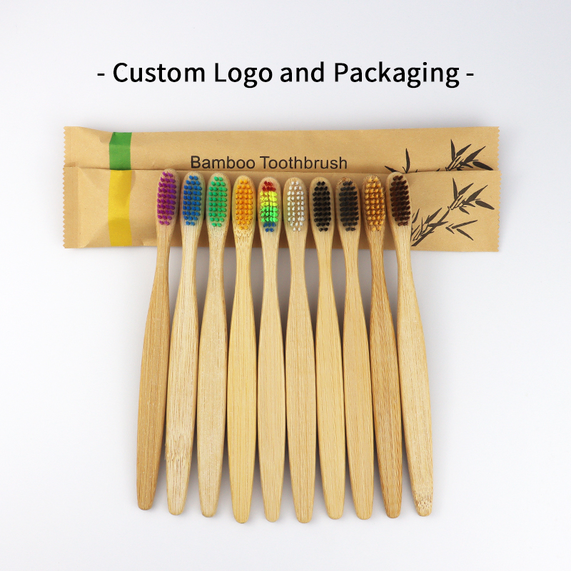 Eco-Friendly Natural Bamboo Toothbrush with Colorful Soft PBT Bristles for Home&Hotel