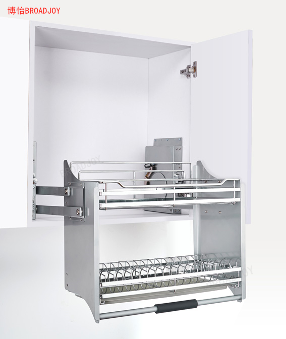 Modern Stainless Steel 304 Kitchen Cupboard Pull Down Elevator Wall Mounted Units Kitchen Cabinet Accessories Multifunctional up and Down Storage Lifting Basket