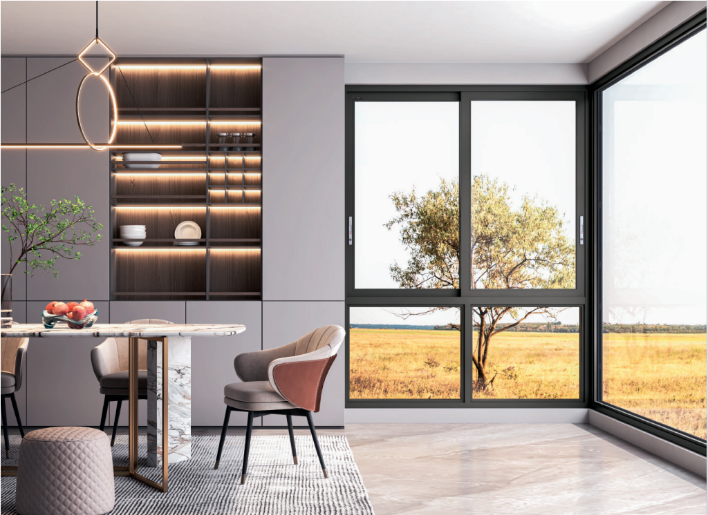 Elegant Sliding Window with Powder Coating and 125mm Profile Depth