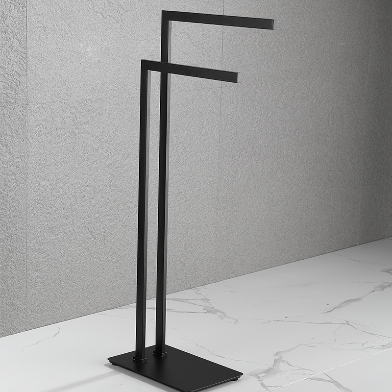 Home Batnroom Corner Decorative Standing Stainless Steel 2 Rail Towel Rack