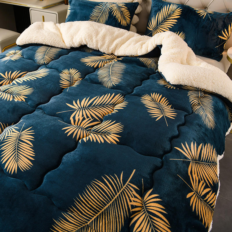 American Style Winter Thick 100% Polyester Quilt 3D Printed New Plant Flower Embroid Comfortable Bedding