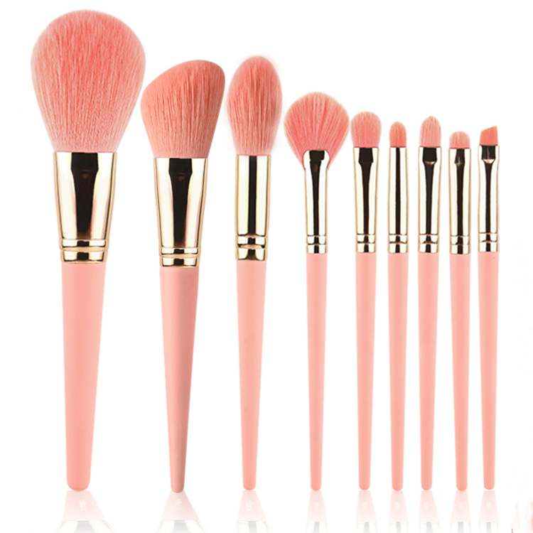 Professional Manufacturer 9PCS Pink Make up Brush Private Label Cosmetic Makeup Brush Set