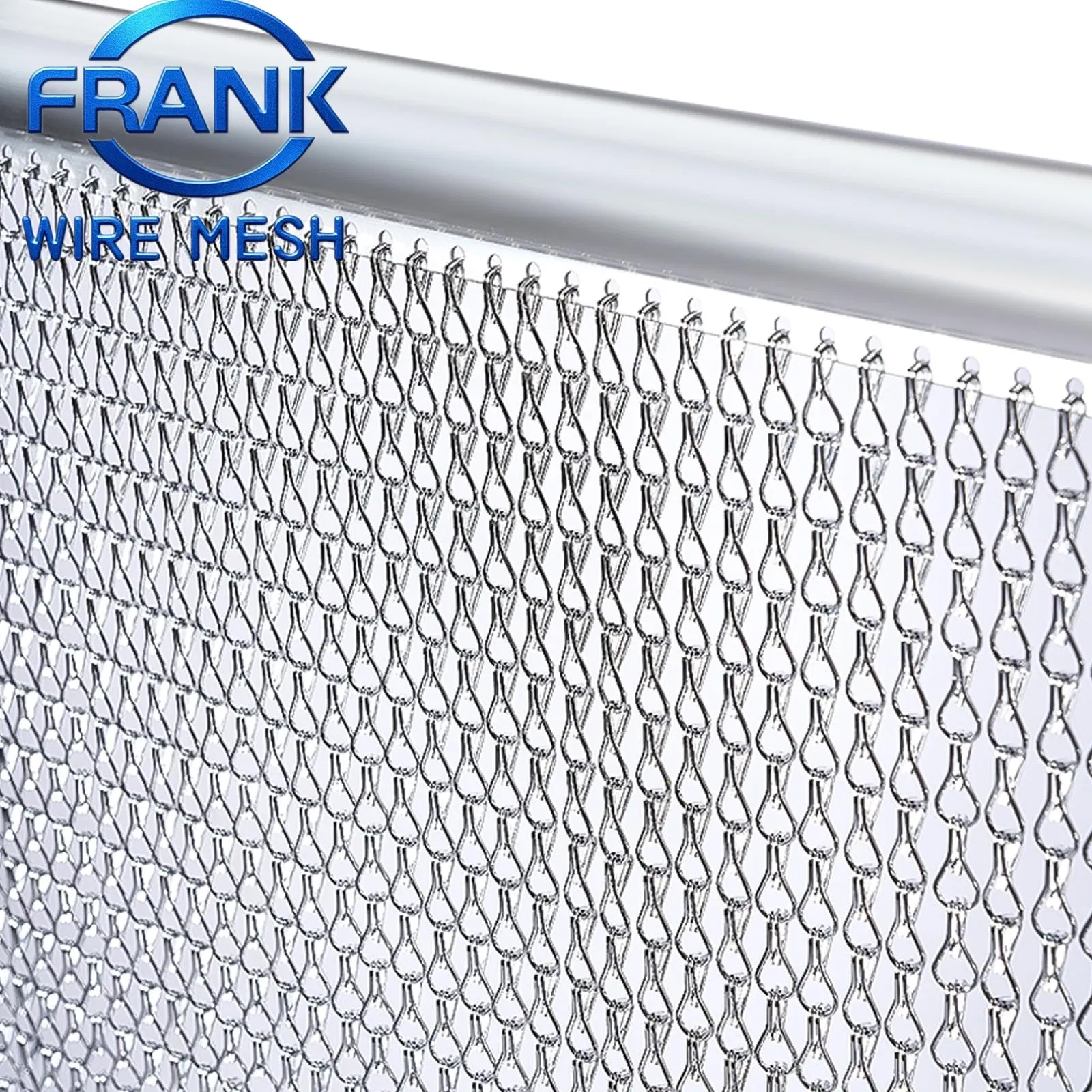 Easy to Clean Powder Coating Aluminum Double Hook Chain Fly Curtain Mesh Used on Hotel Lobby Partitions Decorative