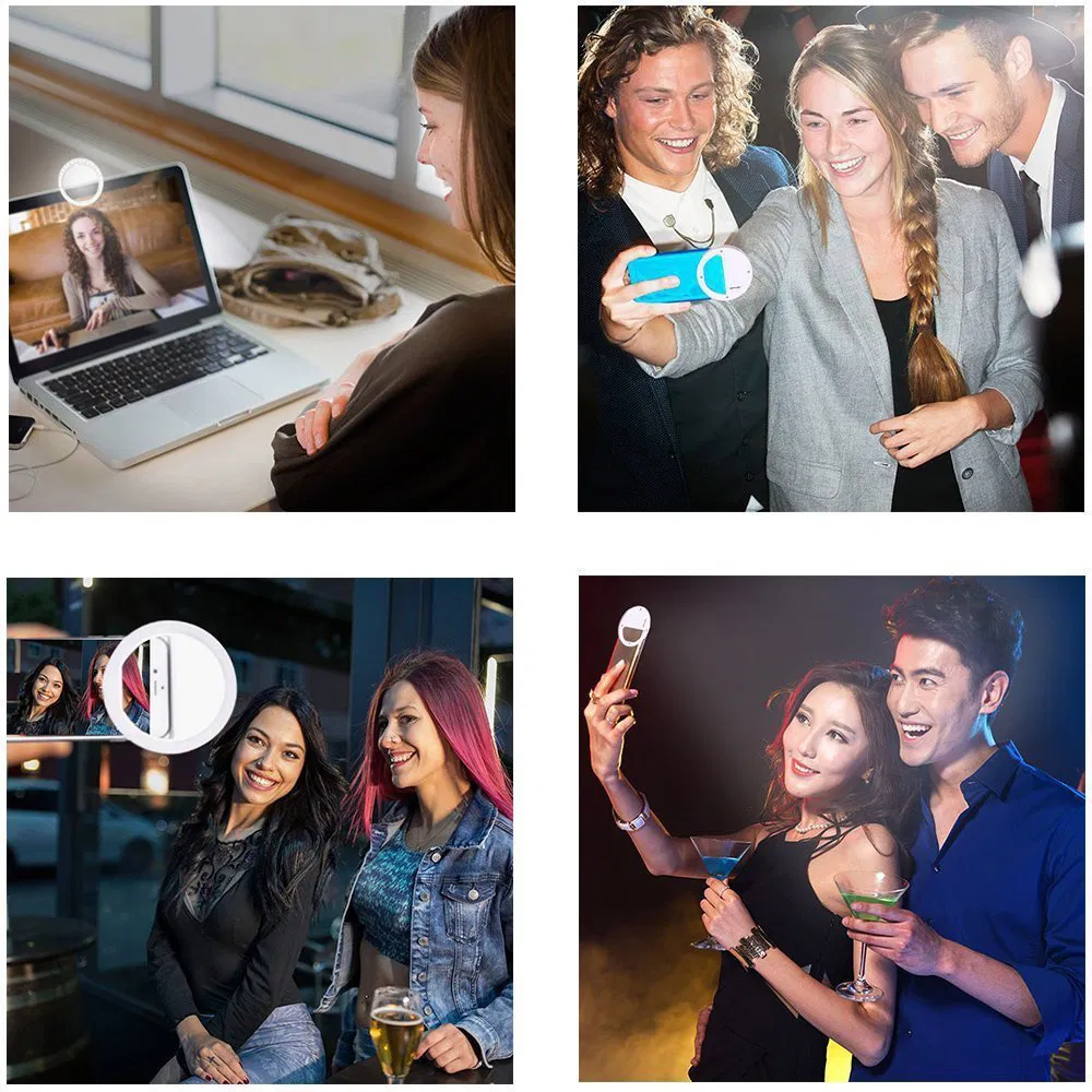 Customized Logo Rechargeable USB LED Smartphone Selfie Ring Light for Cell Phone