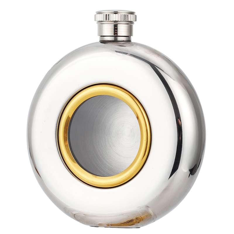 Stainless Steel Round Wine Pot Portable Liquor Bottle Hip Flask for Gift