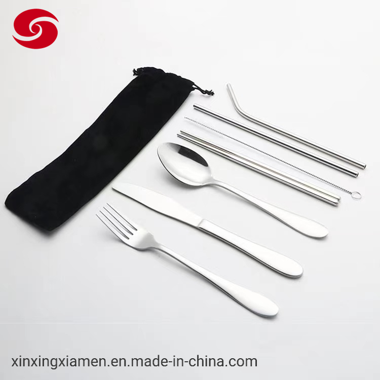 Customized Silver Stainless Steel Cutlery Set Smooth Portable