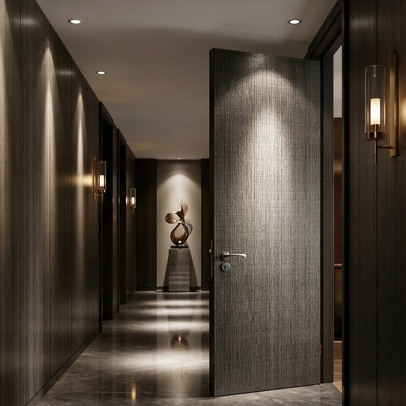 Mumu Design 3D Texture Beautiful Wooden Door Ensures Durability for Long-Term Use