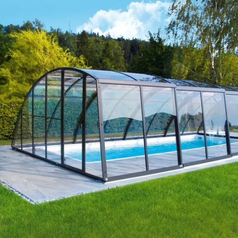 Insulated Weatherproof Glass Solarium Sunroom with Black Steel Frame Villa Steel Framing Hexagonal Sunroom