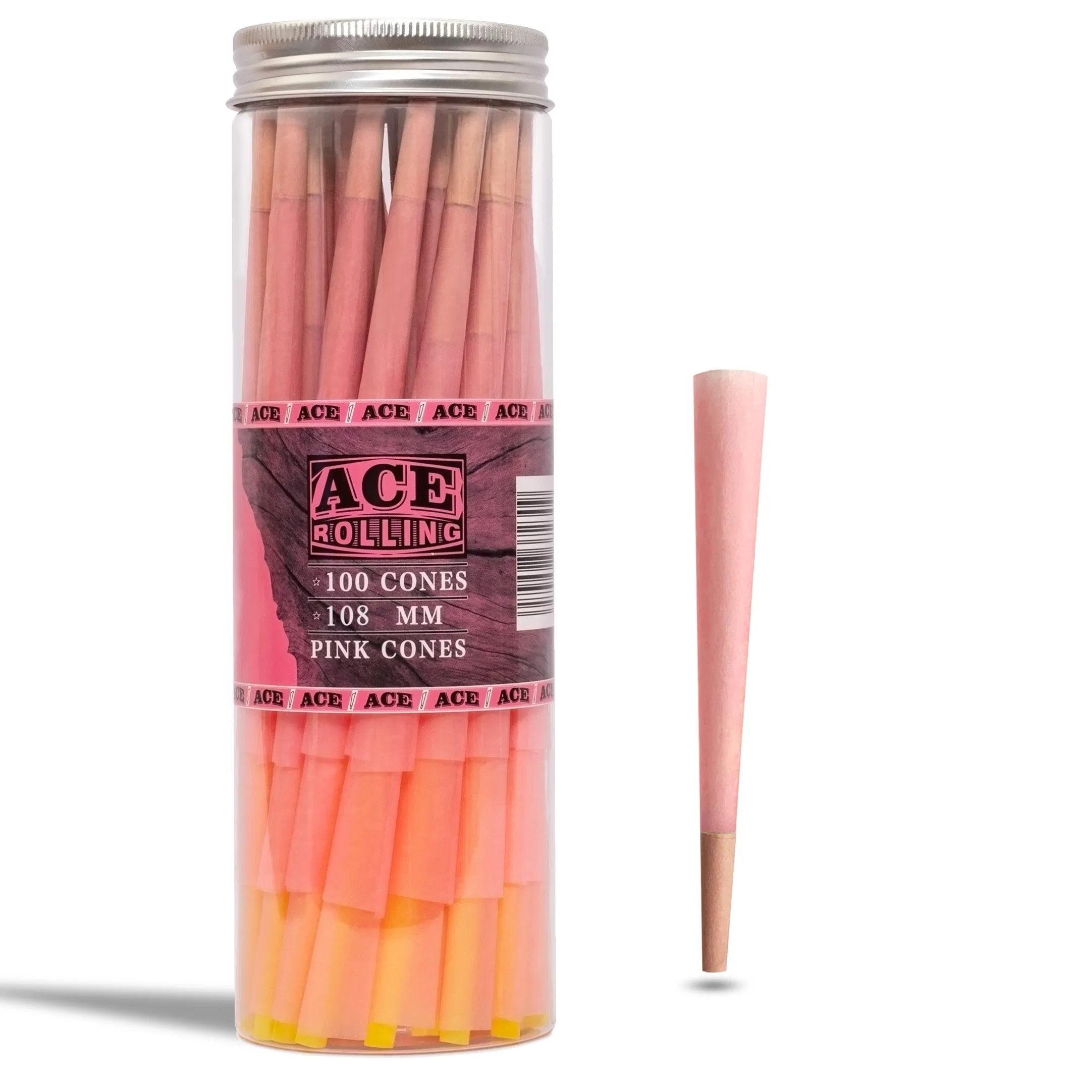 Raw Rolling Paper Kingsize Pink Rolling Paper Cone 50/100/200PCS/Jar Pre Rolled