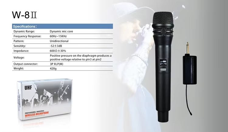 Портативная беспроводная микрофонная система W-8II