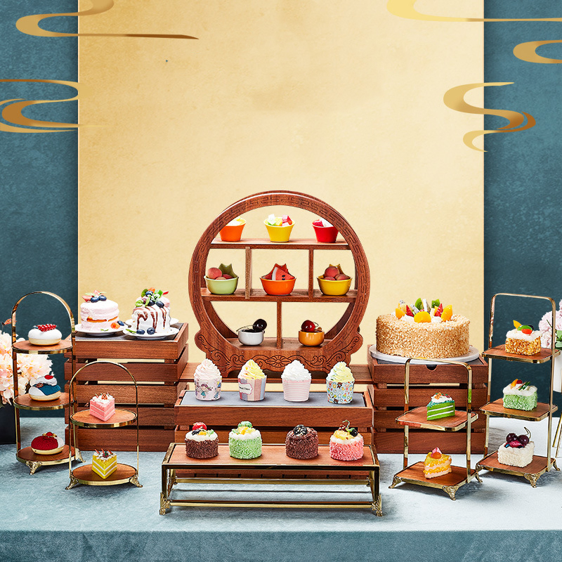 Wooden Cake Buffet Dessert Rack Tea Break Food Display for Hotel Catering