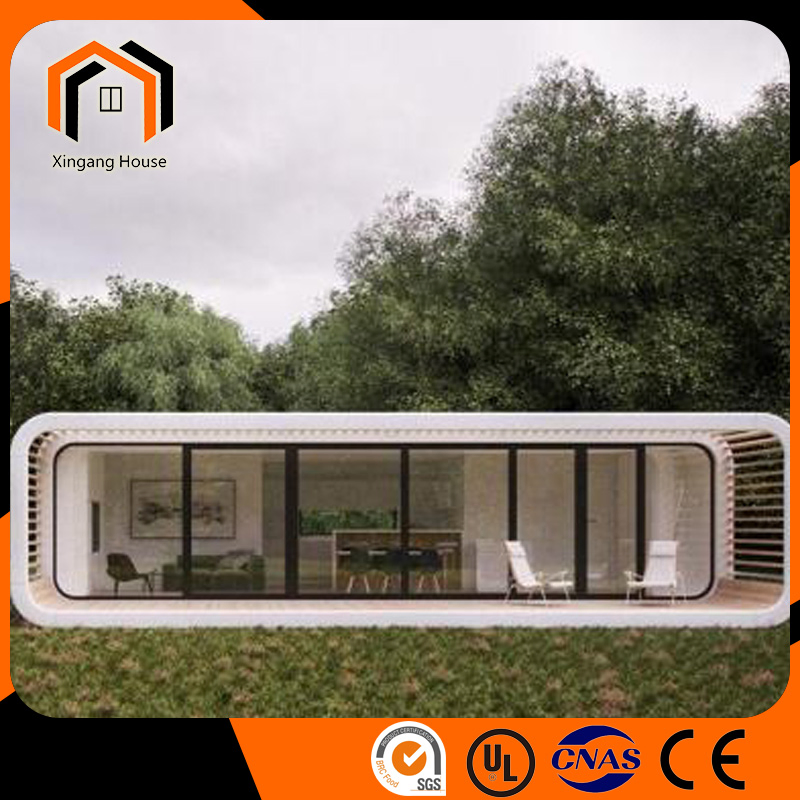 Custom Portable Light Steel Meeting Room Office Building Prefabricated Home Garden Pod Capsule House Backyard Camping House Apple Cabin