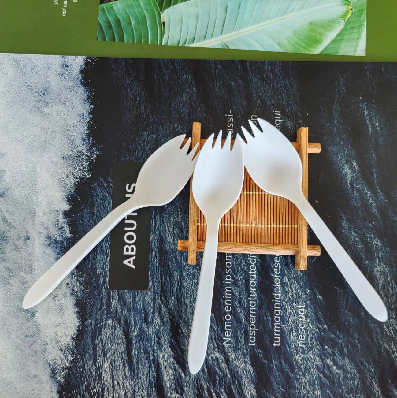 100% Biodegradable and Compostable Disposable Cutlery 6" Spork Forks Spoons Knives Cutlery