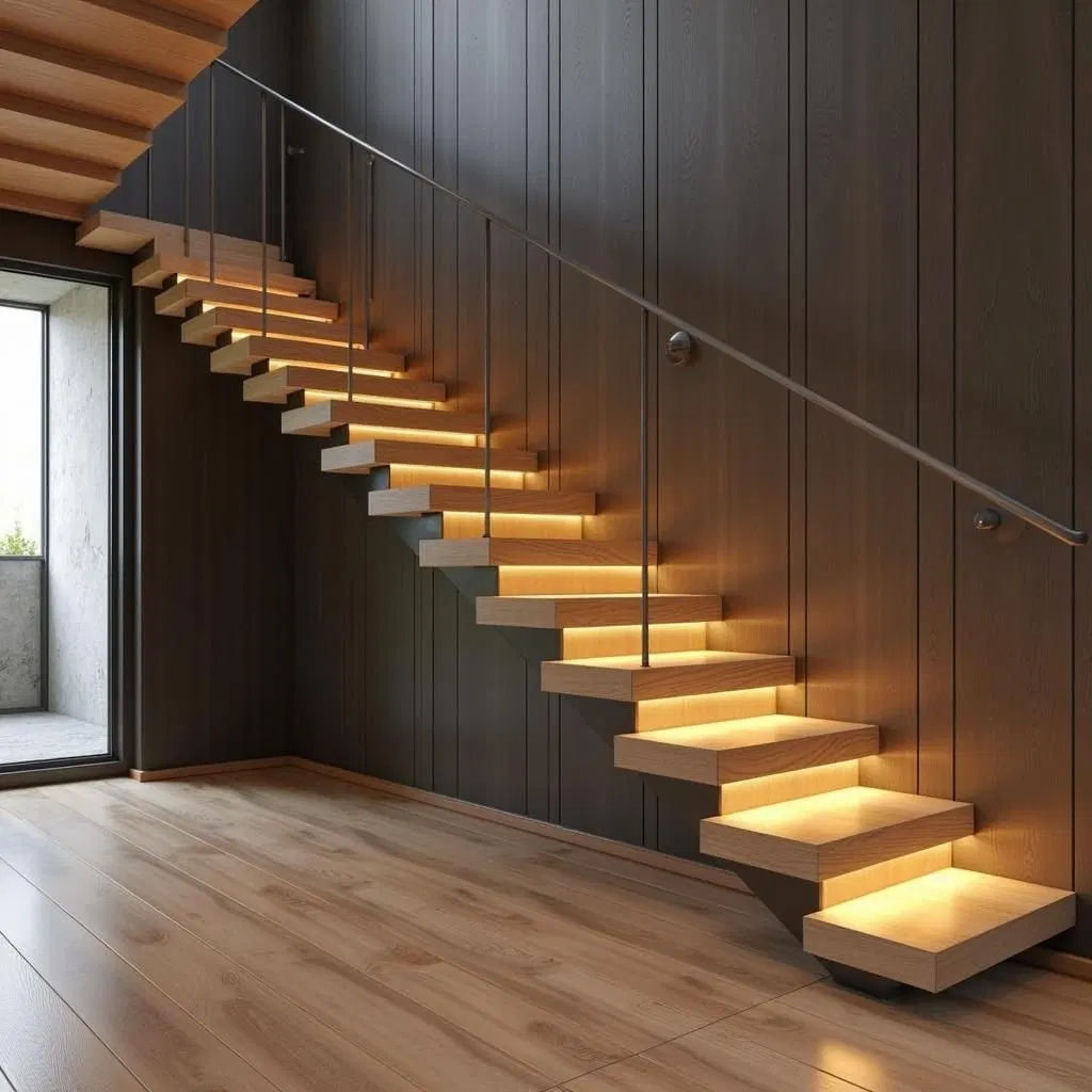 High Quality Modern Carbon Steel Mono Beam Attic Stairs Straight Staircase Hotel Iron Stairs