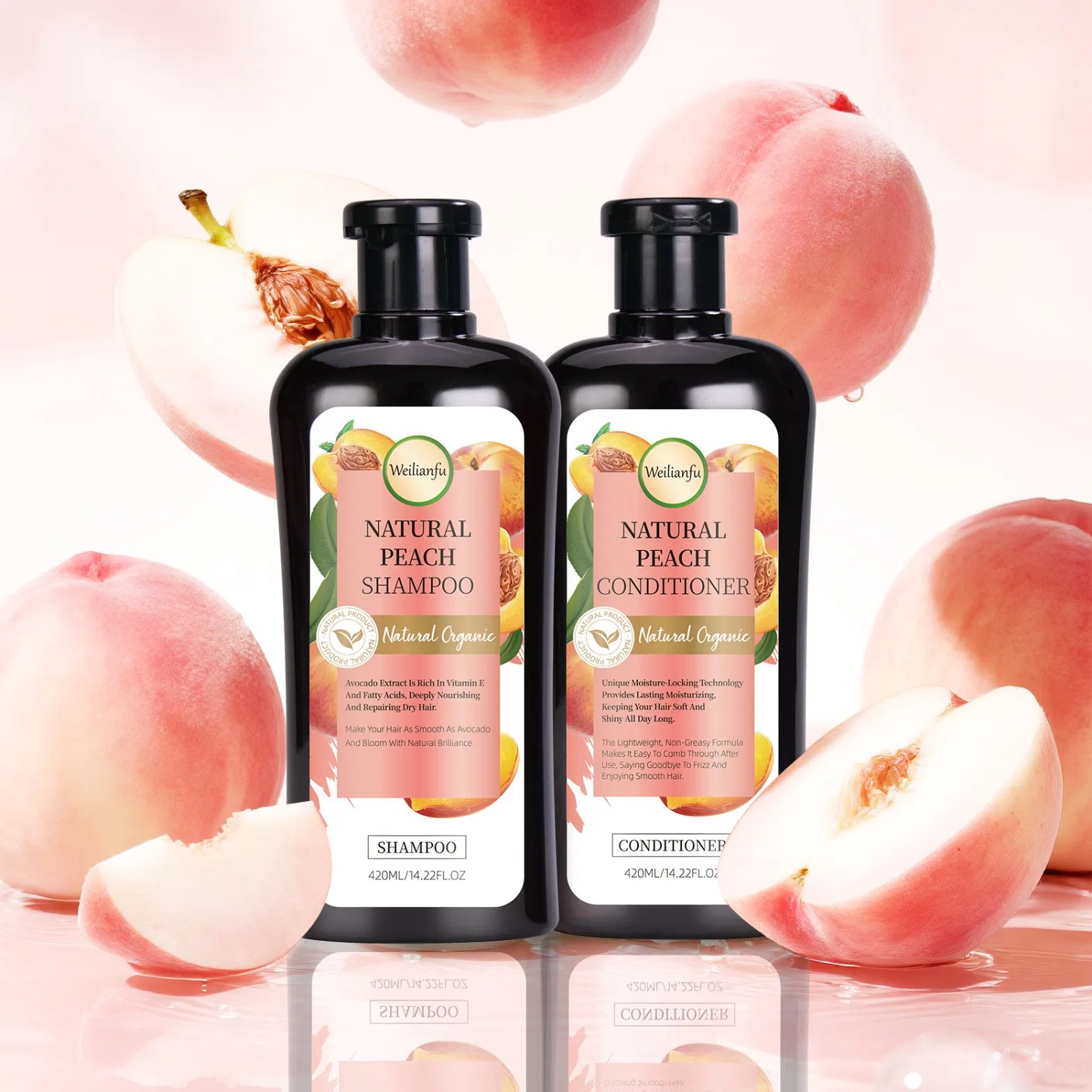 Peach Shampoo Set Moisturizing Shampoo for Dry Hair Smooth & Nourishing Formula for Healthy Locks Salon Quality Hydration