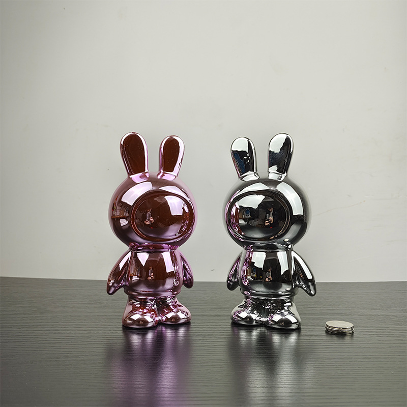 Custom Styles for Savings Enthusiasts Handmade Ceramic Electroplating Multi-Color Rabbit Piggy Banks