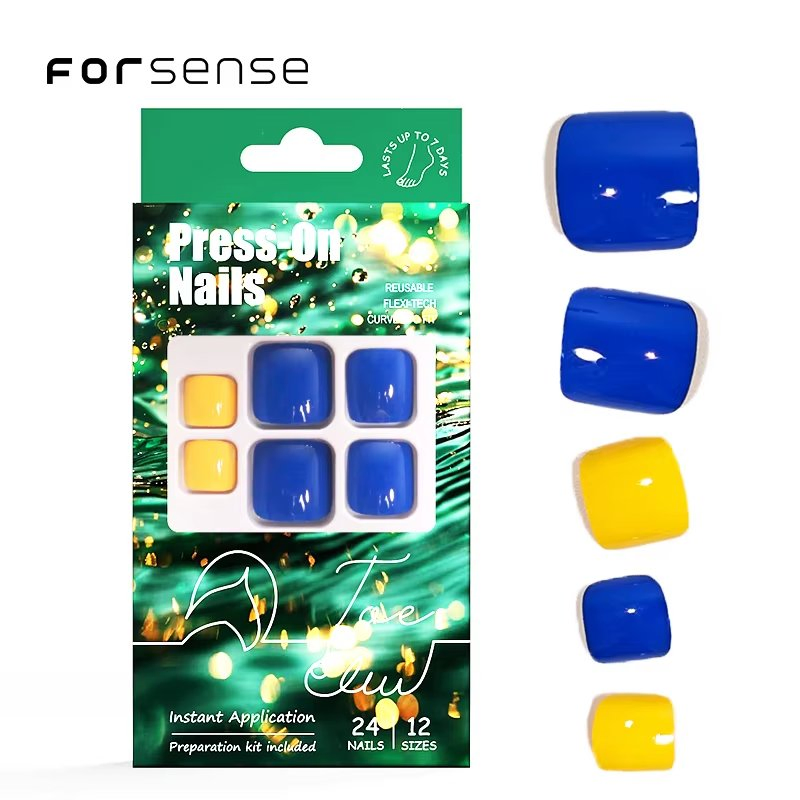 Wholesale Blue Themed Press-on Fake Toe Nail Art Tips