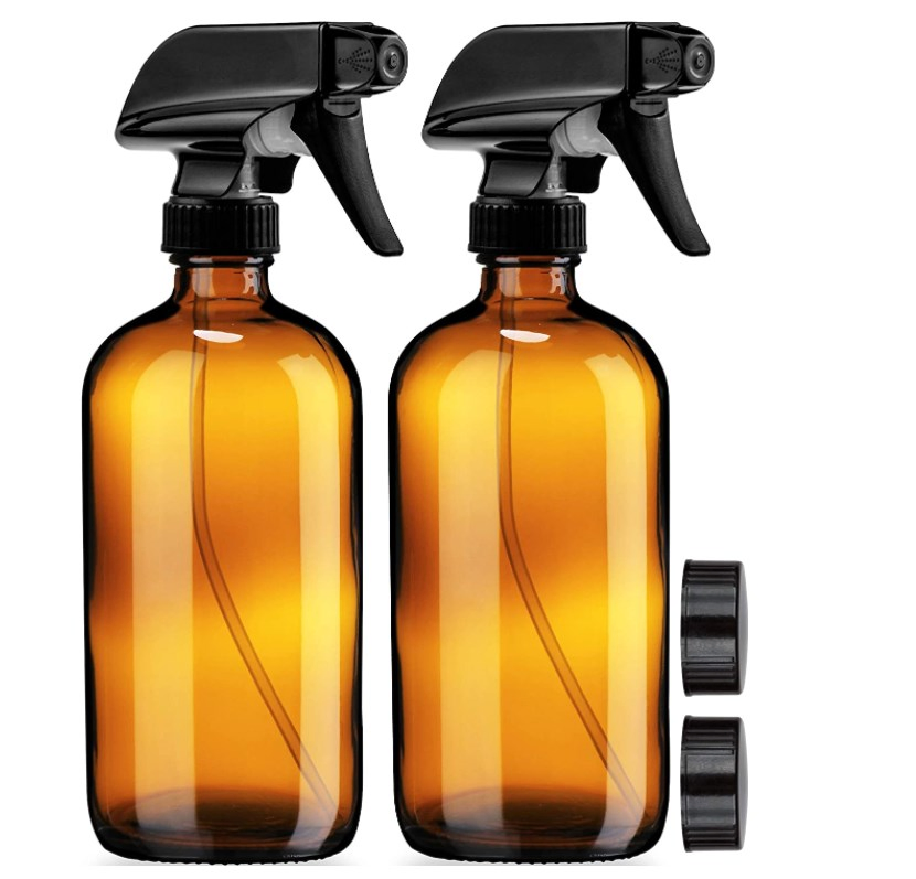 Wholesale 16oz Blue Clear Boston Round Glass Spray Bottle with Trigger Sprayer