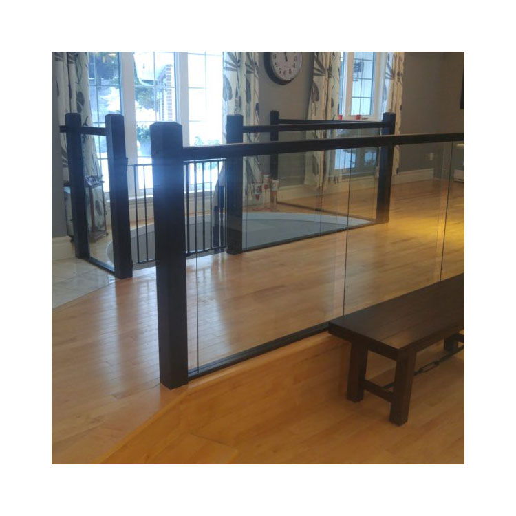 Aluminum Glass Railing Deck Balcony Designs Pictures with LED Light Clamps Balustrade Clamp Aluminum Glass Railing