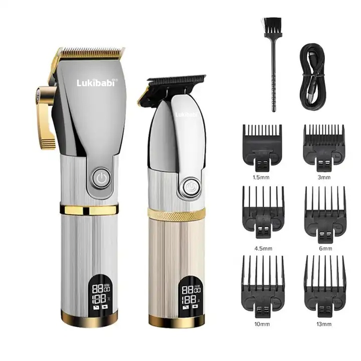 Hair Clipper Customize Professional USB Rechargeable Ceramic Barber Electric Hair Trimmers & Clippers Set
