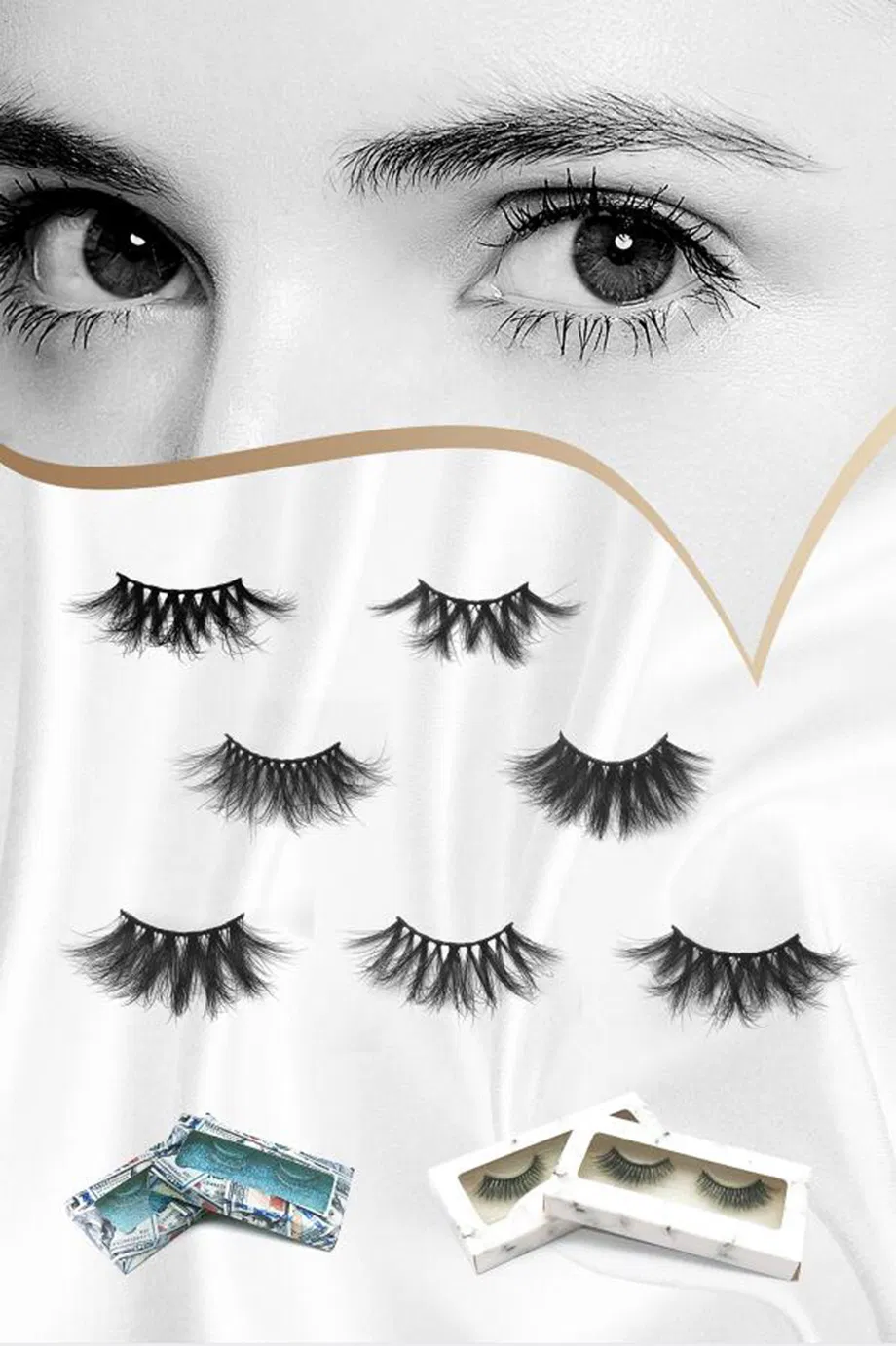 Mink Lashes, Natural Look False Eyelashes Fluffy 3D Mink Lashes for Lady