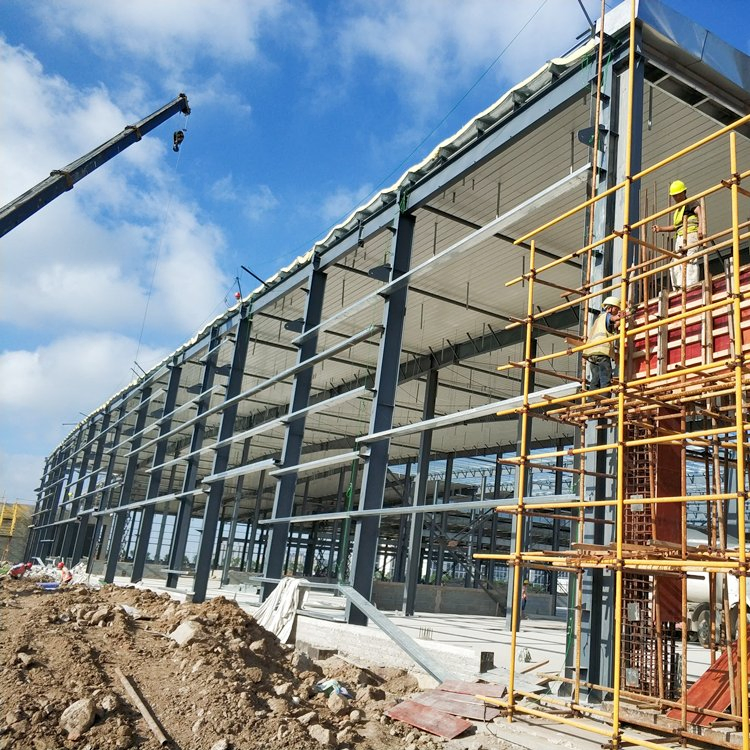 Prefab/Prefabricated Customized Large Span Storage/Workshop/Warehouse Structural Metal Frame Construction Structure Building Steel with Oversea Installation
