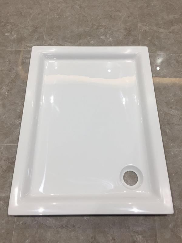 Modern Rectangular White Acrylic Shower Door Enclosure with Tray